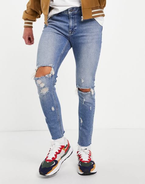 Men S Ripped Jeans Skinny Ripped Distressed Jeans Asos