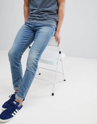 mens mid blue skinny jeans