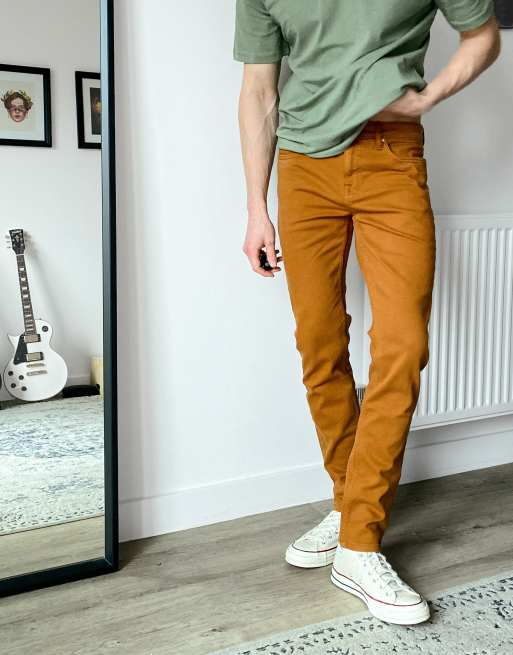 Mens mustard 2024 skinny jeans