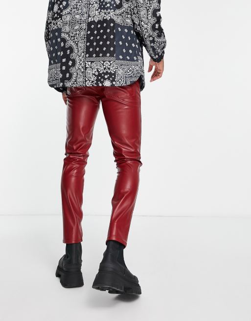 ASOS DESIGN skinny jeans in red