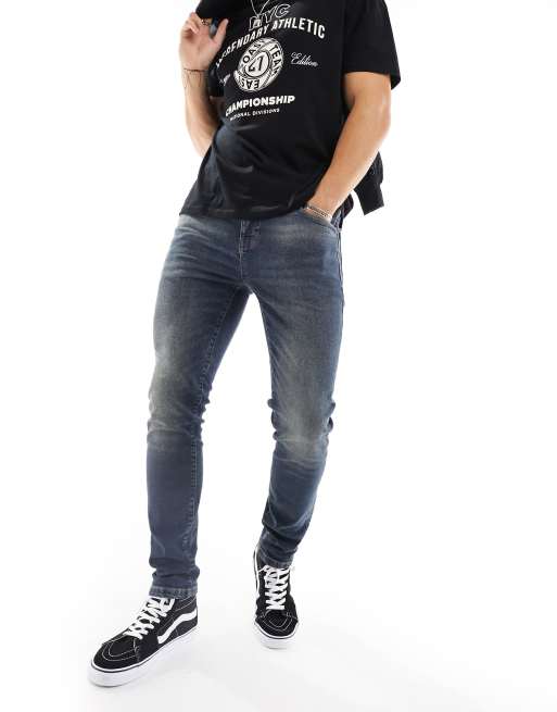 ASOS DESIGN skinny jeans in vintage dark wash blue