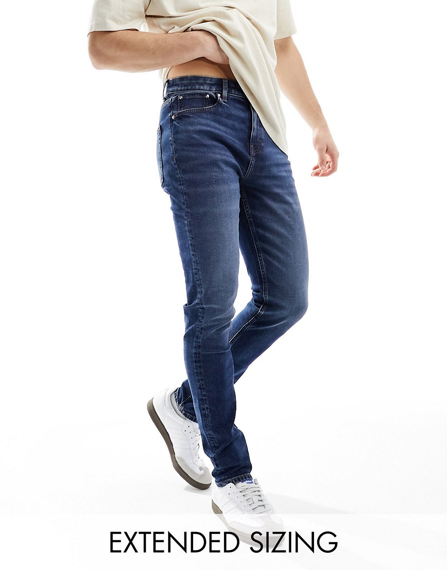 Asos Design Skinny Jeans In Vintage Dark Wash-blue