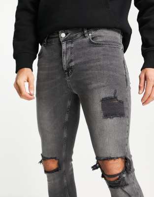 asos mens black ripped jeans