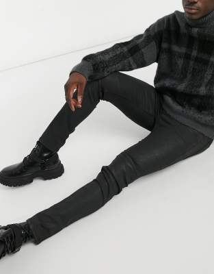 mens waxed skinny jeans