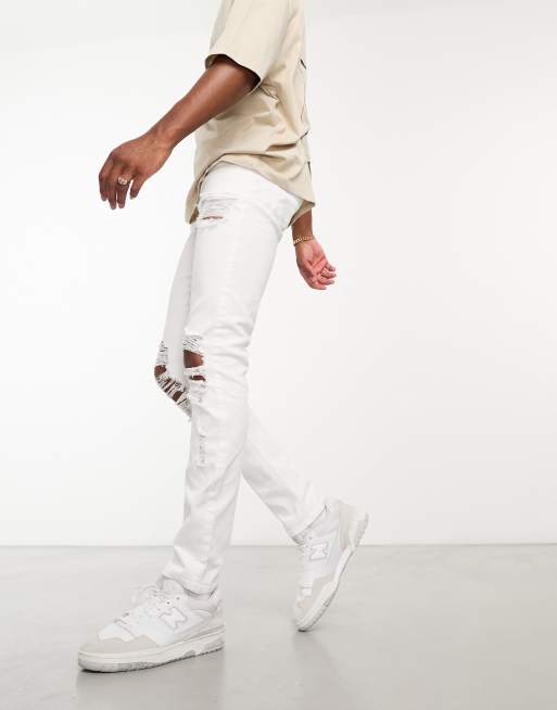 ASOS DESIGN - Skinny jeans met grove scheuren in wit, 2 van 4
