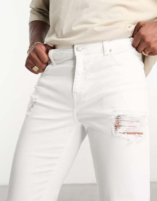 ASOS DESIGN - Skinny jeans met grove scheuren in wit, 4 van 4