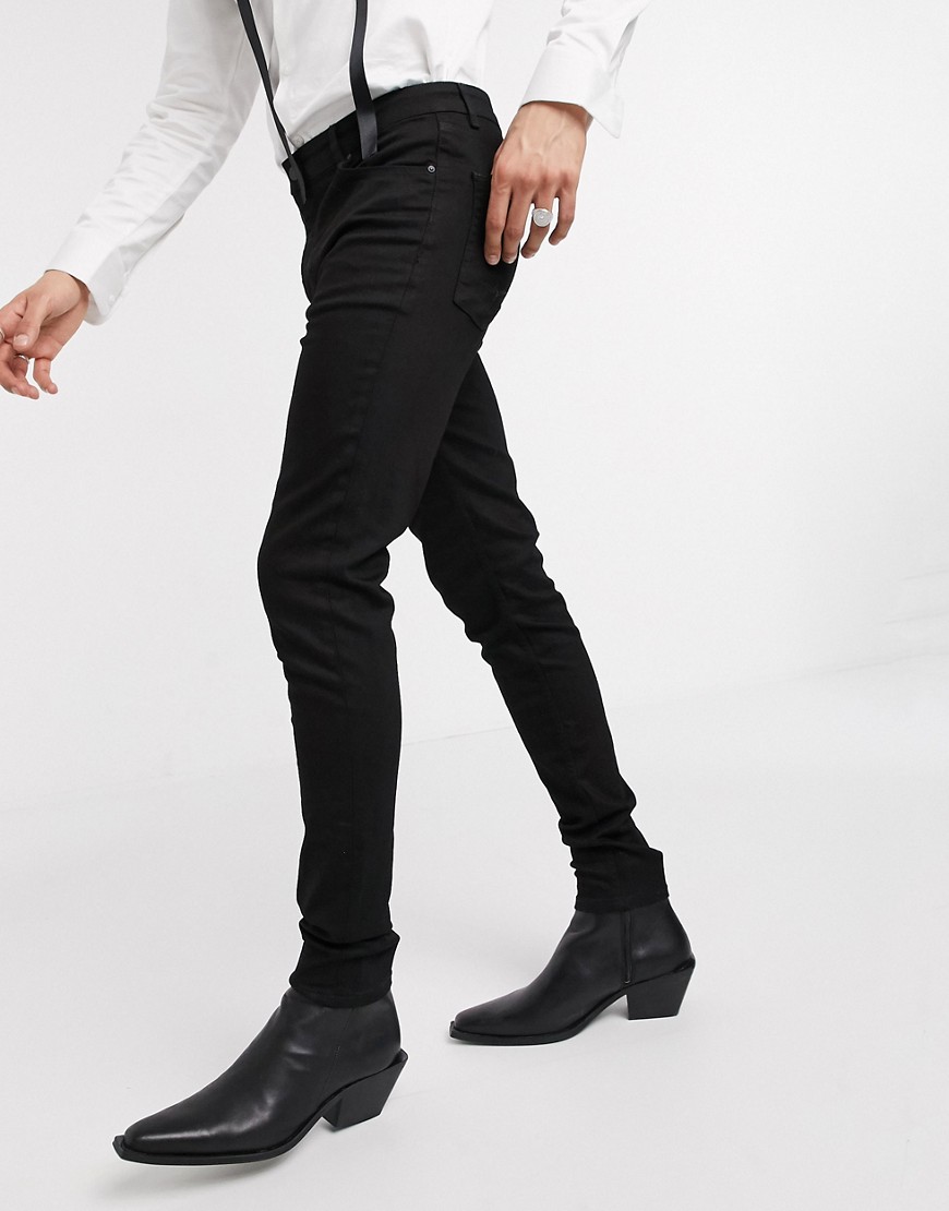 ASOS DESIGN - Skinny jeans met hoge taille in zwart