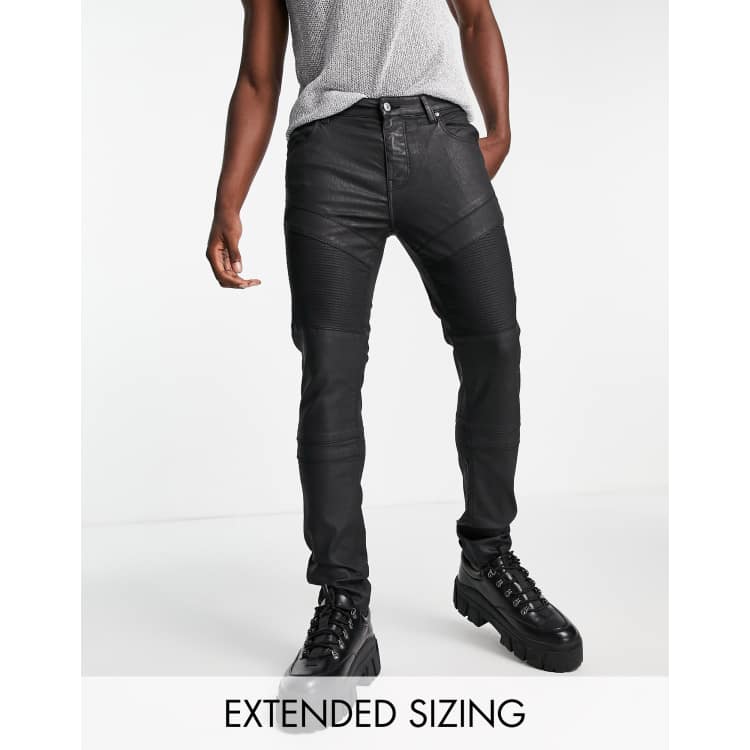 Skinny Fit Coated Biker Jeans