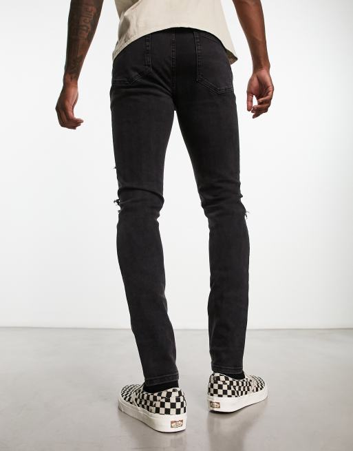 ASOS DESIGN skinny jeans with rips in black, 2 of 4