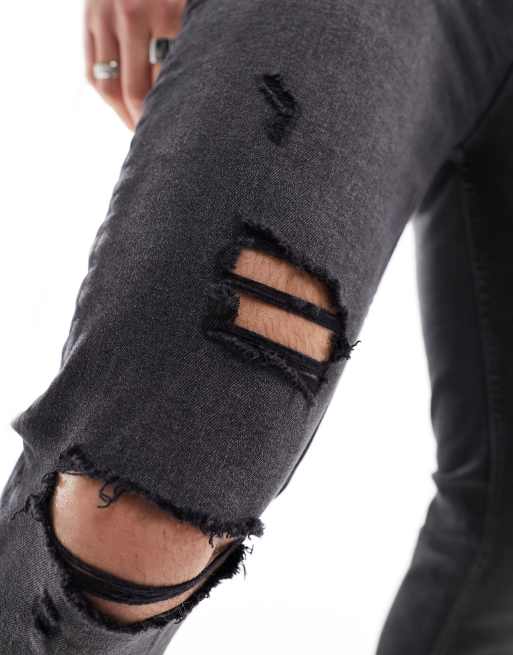 Black skinny jeans with hot sale rips