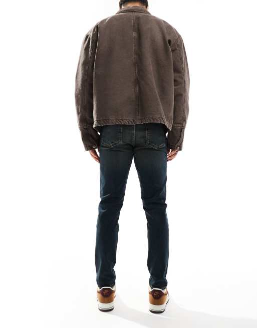 ASOS DESIGN skinny jeans with tint in dark wash blue, 3 of 5