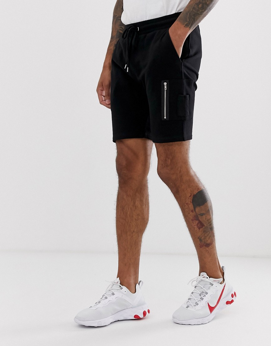 ASOS DESIGN - Skinny jersey short met MA1-zak in zwart