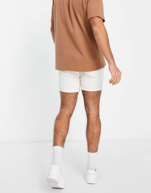 ASOS DESIGN skinny jersey shorts in shorter length 2 pack in beige/black, 4 of 4
