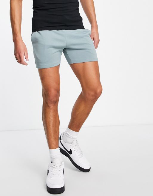 ASOS DESIGN skinny jersey shorts in shorter length in grey
