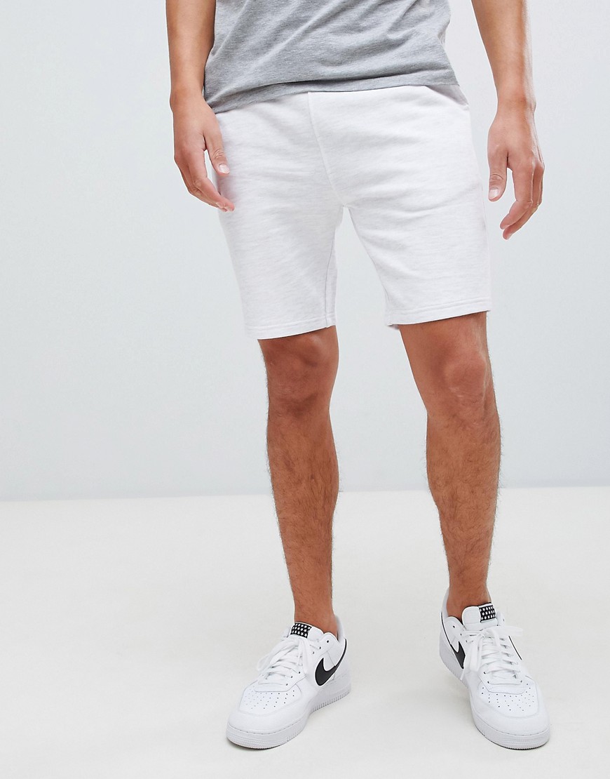 ASOS DESIGN skinny jersey shorts in white marl