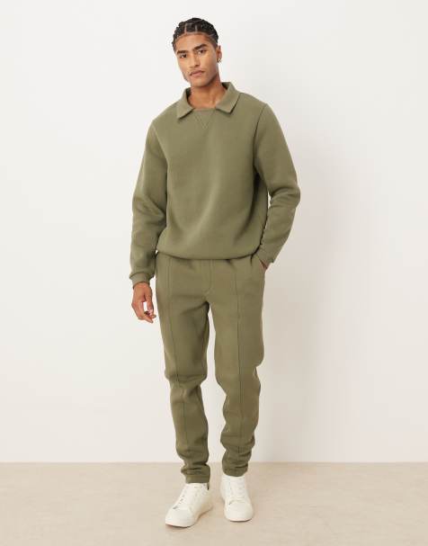 ASOS DESIGN skinny jogger with pintucks in green - view 1