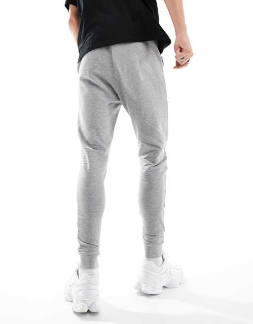 ASOS DESIGN skinny jersey smart joggers in gray with red dipped drawstrings