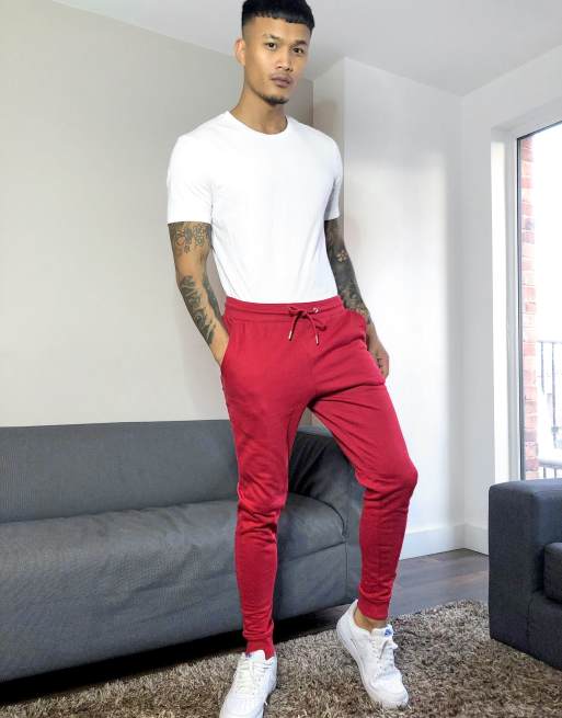 Red joggers sale outfit men