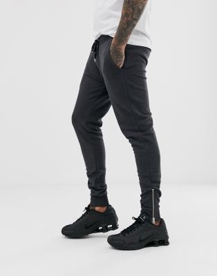 plain black skinny joggers