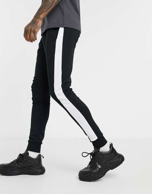 ASOS DESIGN skinny joggers with side stripe