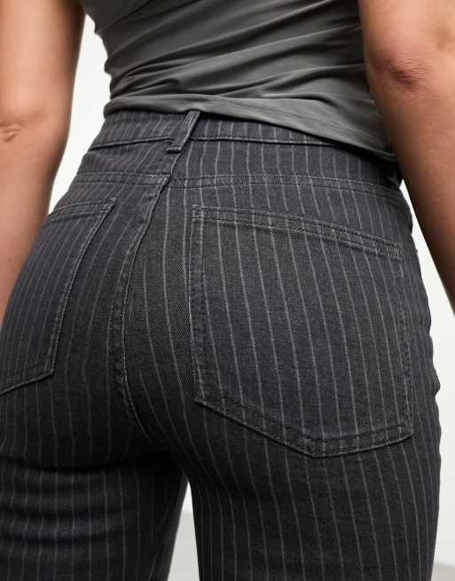ASOS DESIGN skinny kick flare jean in grey pinstripe ASOS