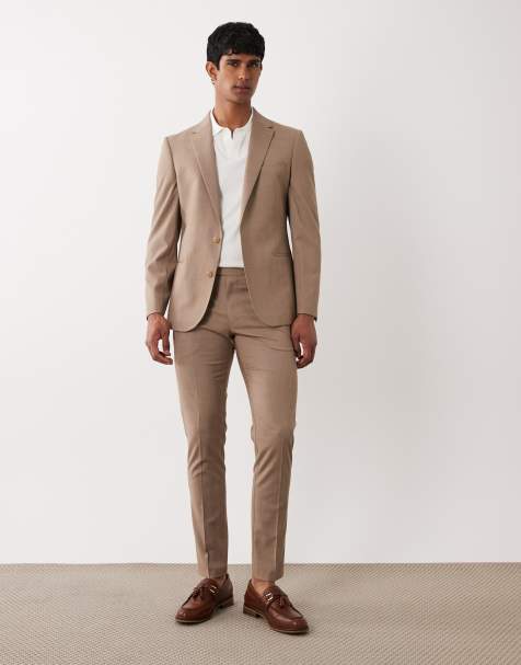 ASOS DESIGN skinny kostymbyxor i brun diskret ruta - view 1