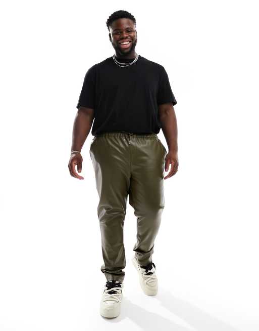 Leather look cheap jogger pants