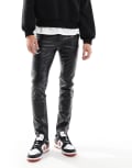 [ASOS DESIGN] ASOS DESIGN skinny leather look pants in black W29 L30 BLACK
