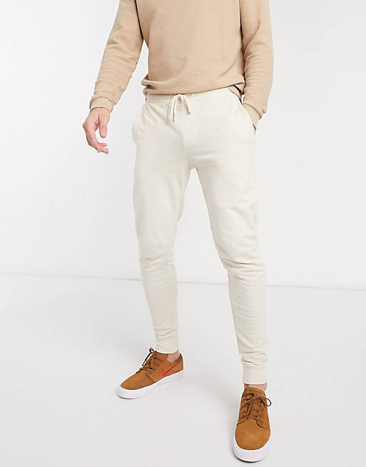 ASOS DESIGN skinny lightweight sweatpants in beige | ASOS