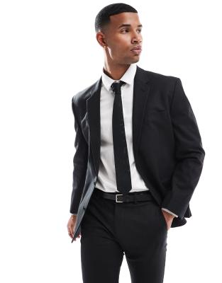 CerbeShops DESIGN skinny linen mix suit jacket in black