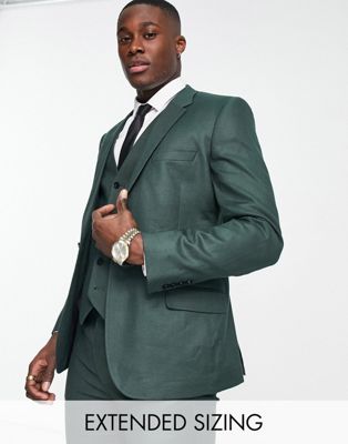 ASOS DESIGN skinny linen mix suit jacket in forest green - ASOS Price Checker