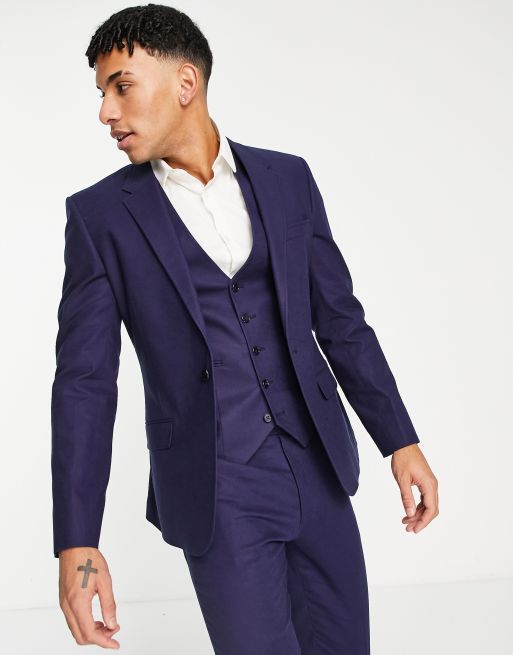 ASOS DESIGN relaxed linen mix short sleeve suit jacket with stripe