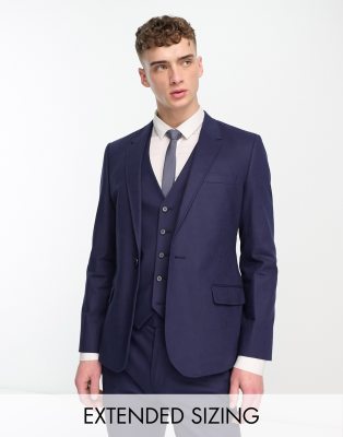 ASOS DESIGN skinny linen mix suit jacket in navy - ASOS Price Checker