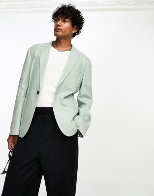 ASOS DESIGN linen mix suit in sage green | ASOS