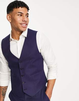 ASOS DESIGN skinny linen mix suit vest 