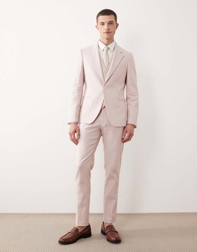 light pink dress pants ASOS Design - Skinny Suit Pants - Men - Linen/Cotton/Spandex - W34 L32 US