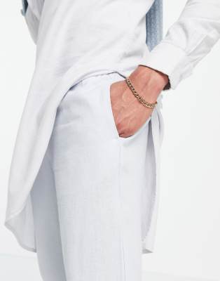 ASOS Design - Skinny linnen broek in blauw, deel van co-ord set | ASOS