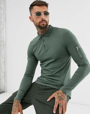long sleeve polo with pocket