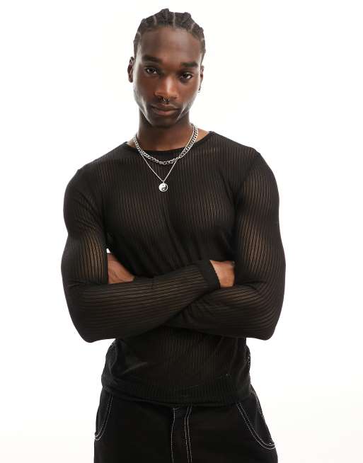 NEW MEN'S MESH BLACK SHIRT ADULT MED.