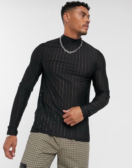 ASOS Design long sleeve muscle t-shirt with turtleneck in black
