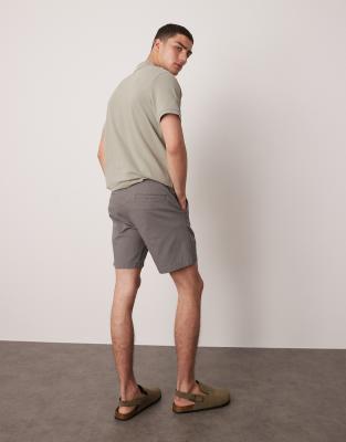 Asos Design Skinny Mid Length Chino Shorts In Gray