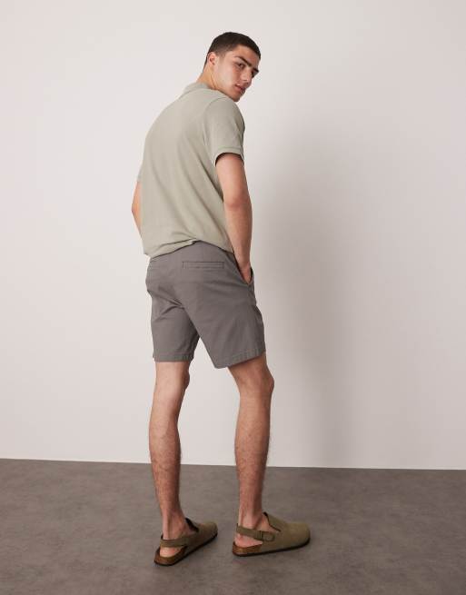 ASOS DESIGN skinny mid length chino shorts in grey, 2 of 5