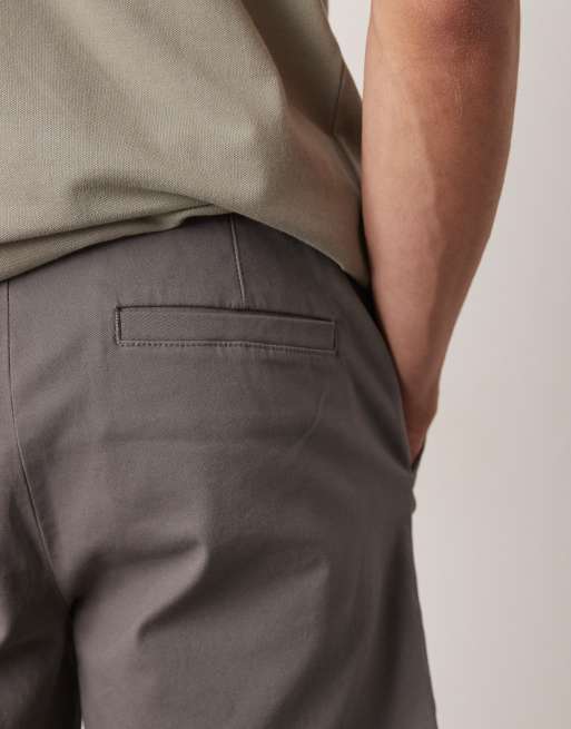 ASOS DESIGN skinny mid length chino shorts in grey, 3 of 5