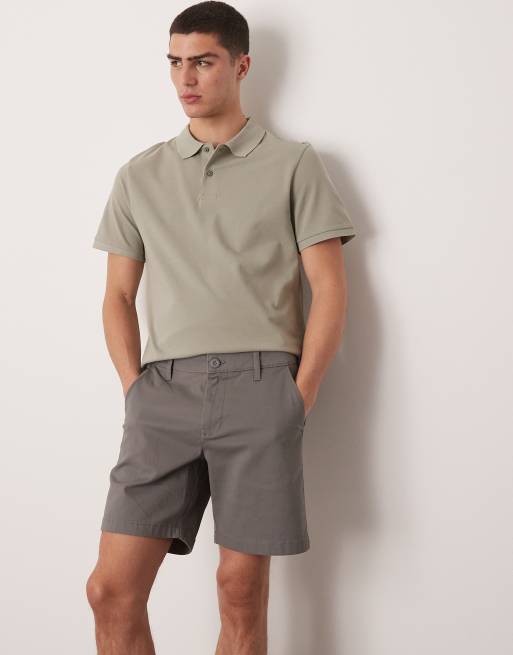 ASOS DESIGN skinny mid length chino shorts in grey, 4 of 5
