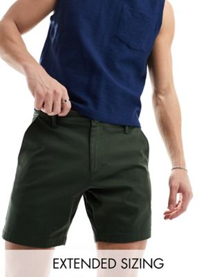 ASOS DESIGN skinny mid length chino shorts in khaki - ASOS Price Checker