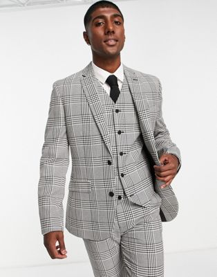 ASOS DESIGN skinny mix and match suit jacket in black and white puppytooth check