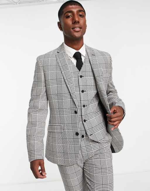 Checked Black Men Blazer