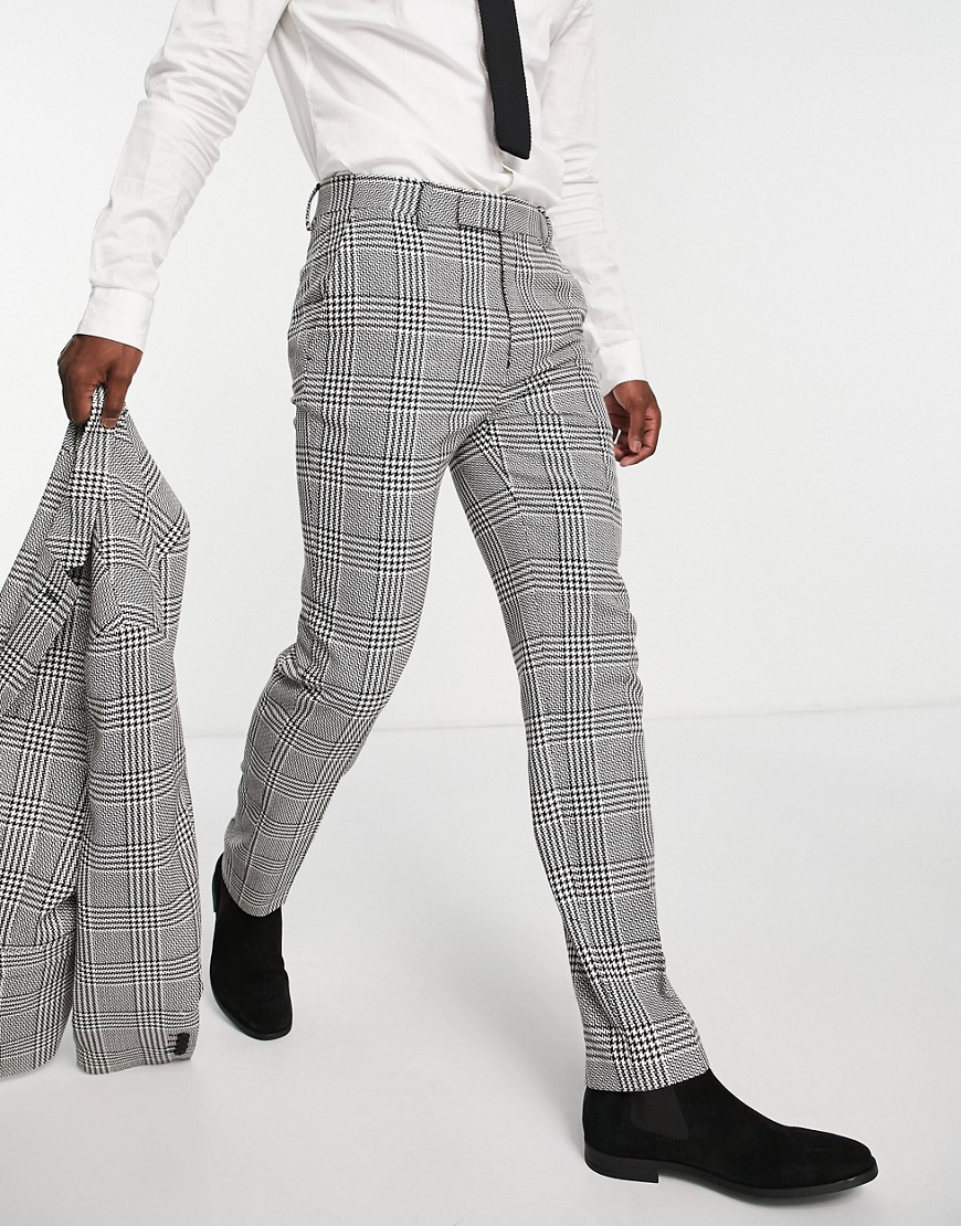 Asos Design Skinny Mix And Match Suit Pants In Black And White Puppytooth Check