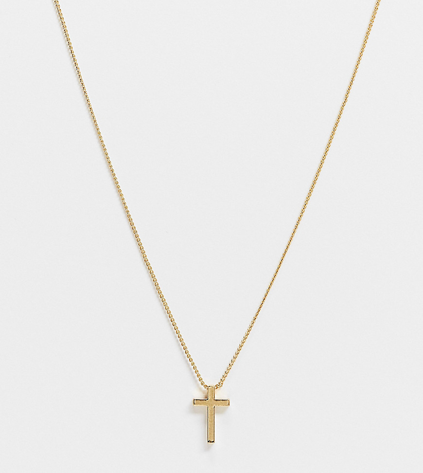 ASOS DESIGN skinny neckchain with ditsy cross pendant in 14k gold plate