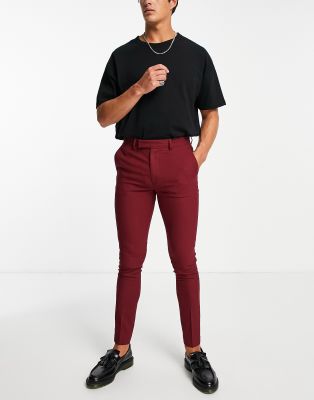 ASOS DESIGN - Skinny nette broek in rood | ASOS